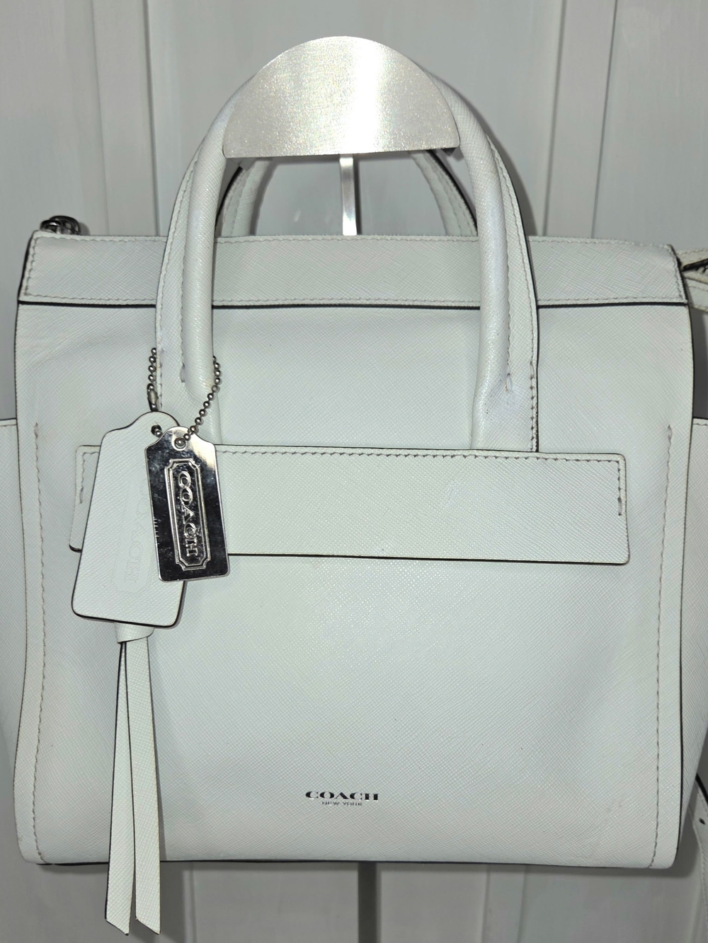 Coach Bleecker Mini Riley Saffiano Leather Satchel Crossbody 30146 White
